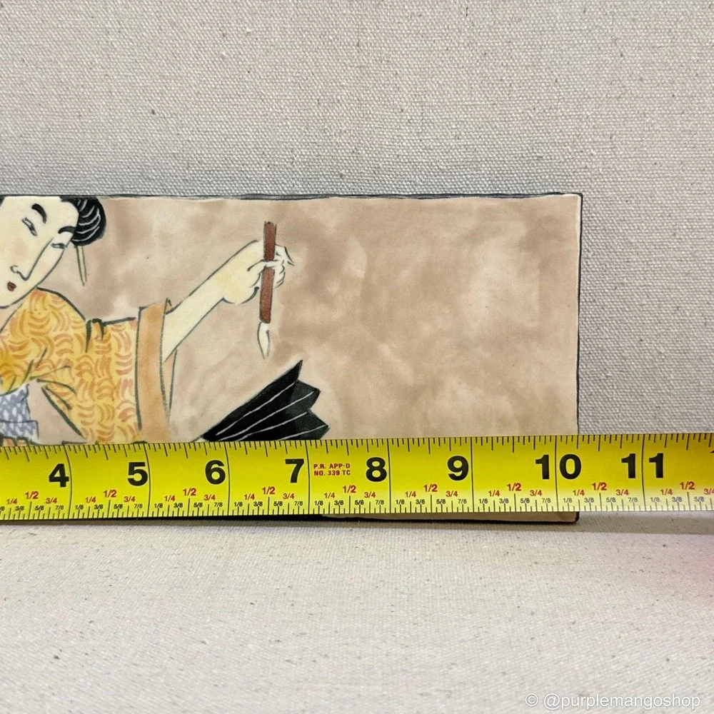 VINTAGE Saks Fifth Avenue Japanese Ukiyo-e‎ Geisha Ceramic Art Tile Wall Plaque